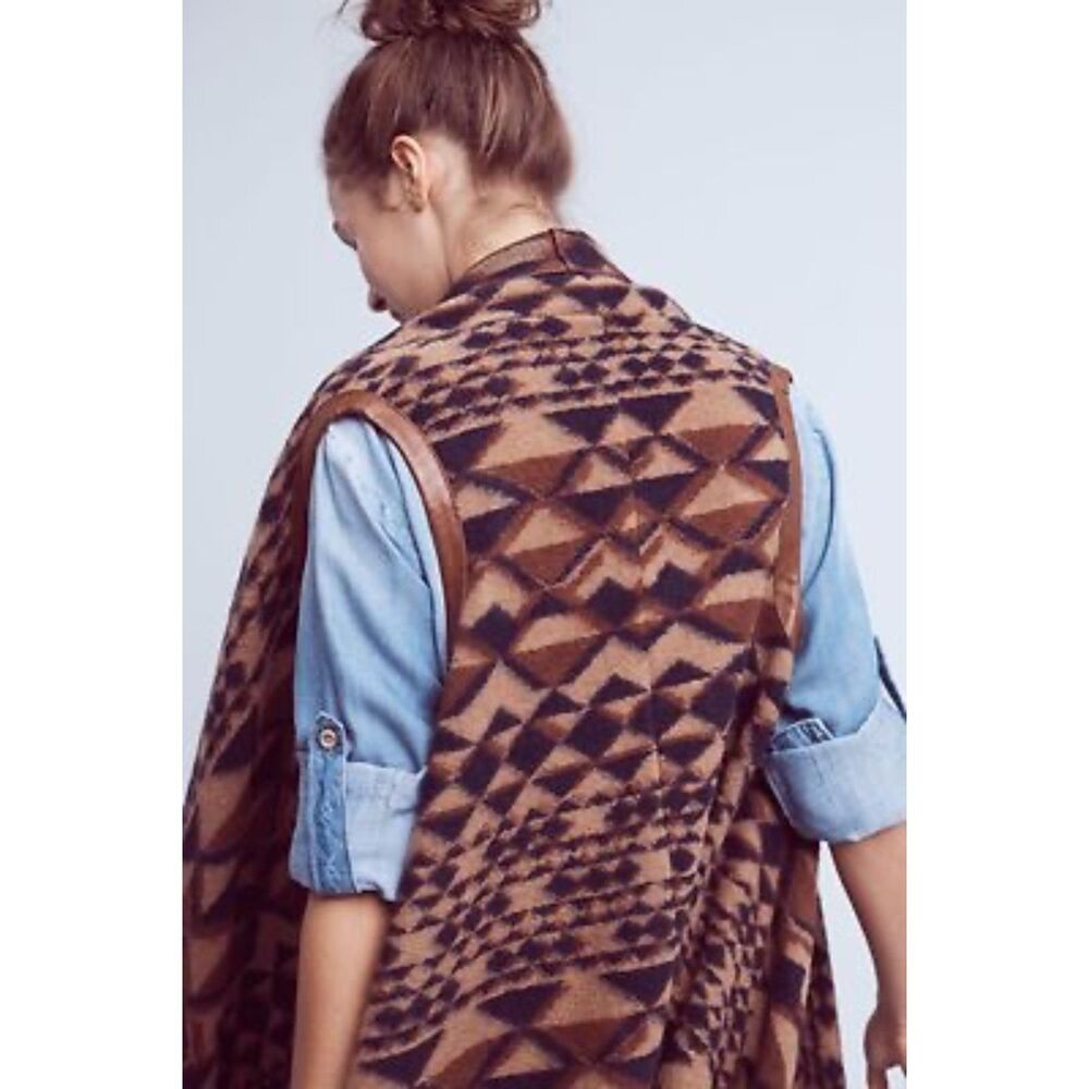 Plenty by Tracy Reese Canton Fringe Sweater Vest Aztec Geo Anthropologie XS/S - Picture 4 of 12